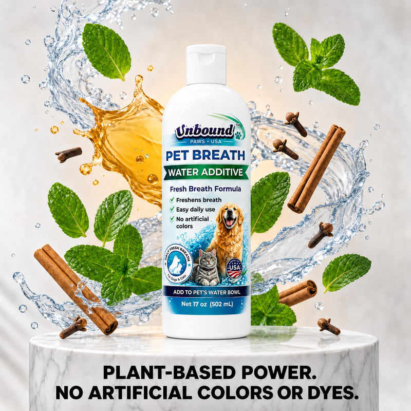 Pet Breath Water Additive for Dogs and Cats - Fresh Breath & Oral Care Support - 17 oz