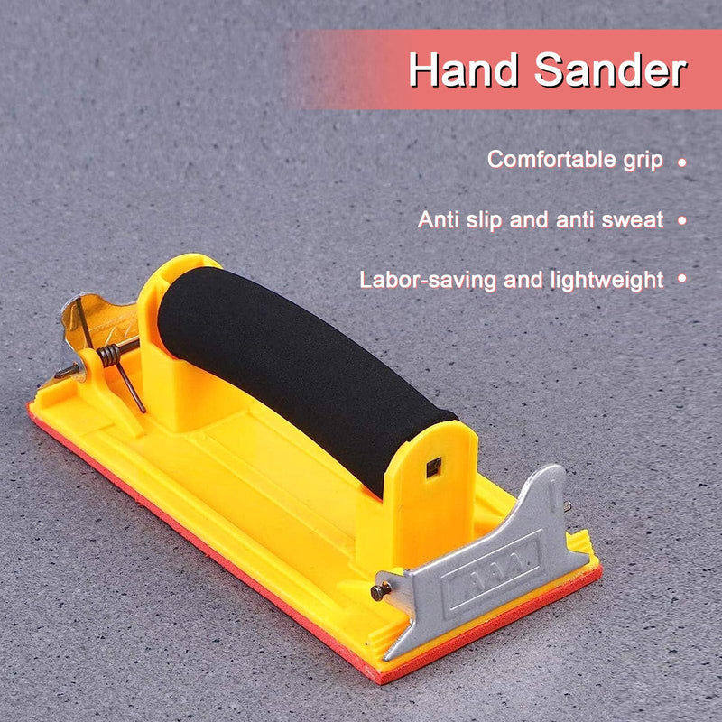 Hand Sander, Sandpaper Holder with Sponge Handle, 7 x 3.5 inch Manual Hand Sanding Block for Drywall Wood Metal Furniture Polishing, 1 Pack