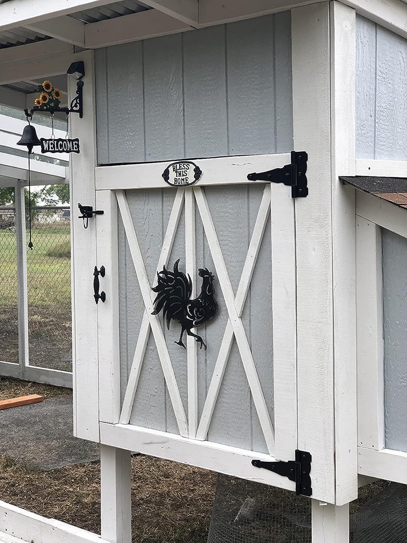HOME MASTER HARDWARE 4 in Decorative T Strap Hinge Shed Storage Gate Strap Hinge Barns Door Tee Hinges with Screws Black 10 Pack 4" - 10pack