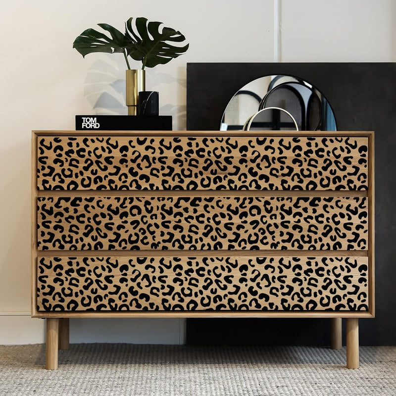 FINGERINSPIRE Leopard Skin Stencils Decoration Template 11.8x11.8 inch Plastic Animal Print Drawing Painting Stencils Square Reusable Cheetah Skin Stencils for Painting on Wood, Floor, Wall and Tile