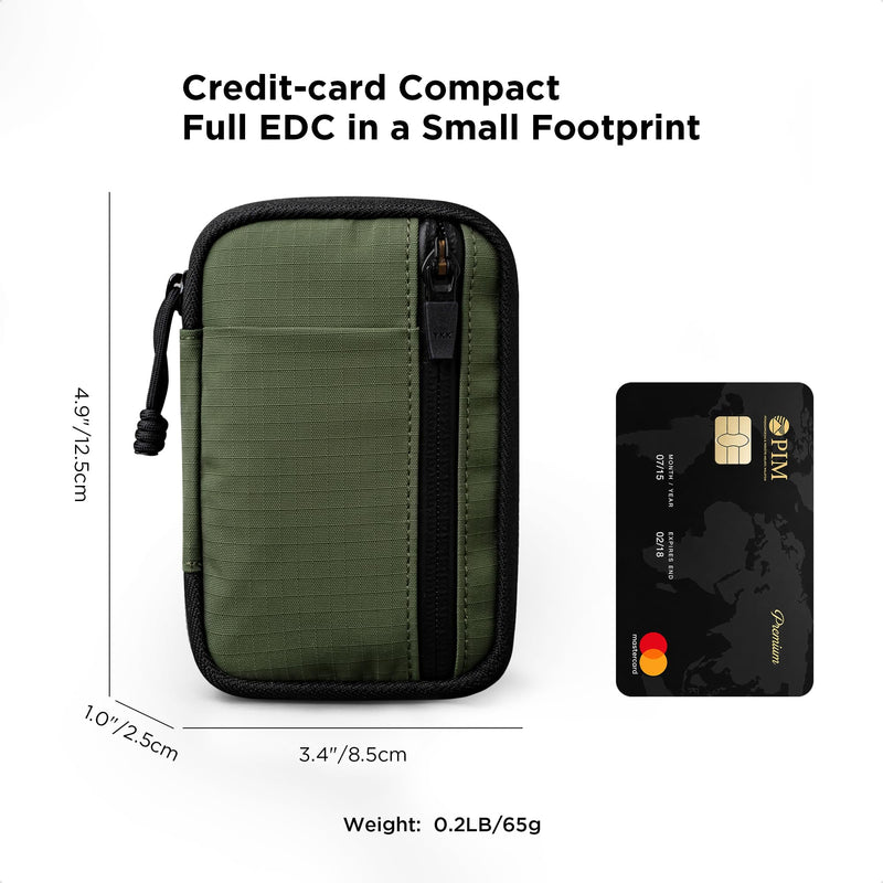 ALPAKA HUB Pouch V2 Tool Pouch Green Axoflux 210D Ripstop Nylon | For Cables, Cards, Coins, RFID Blocking Pocket Protector，Everyday Carry and Travel Green Slim-Axoflux 210D