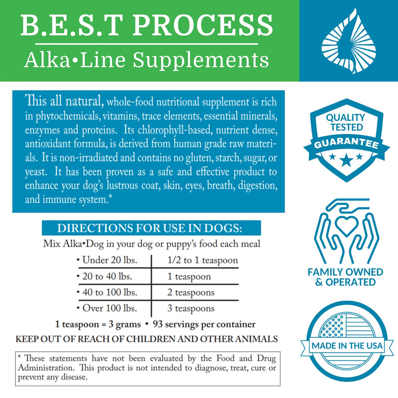 Alka•Dog — Morter HealthSystem Best Process Alkaline — Nutrient Rich Superfood Powder for Dogs with Probiotics, Trace Minerals, Enzymes & Antioxidants Single Container - PawsPlanet Australia