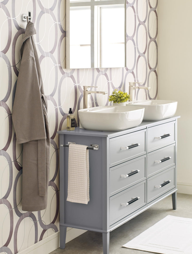 Amerock Esquire Polished Nickel/Black Bronze 9 inch (229 mm) Center-to-Center Towel Bar, BH26616PNBBR