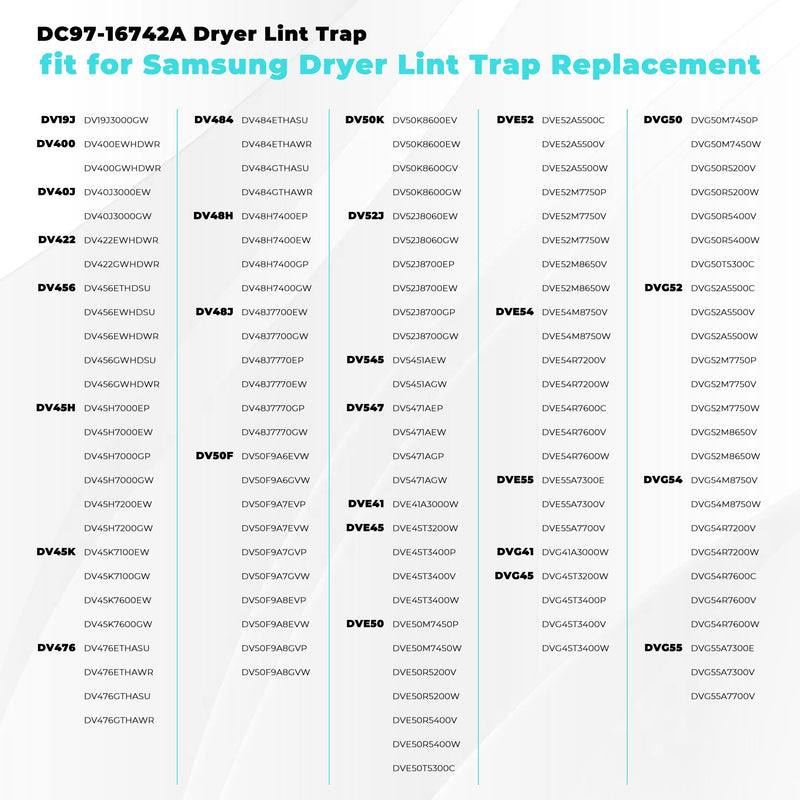 DC97-16742A Lint Trap fit for Samsung Dryer Lint Trap Replacement,Stainless Steel Lint Trap Screen Parts fit for SAMSUNG Dryer DV456ETHDSU/AA DV45H7000EW/A2 DVE50R5200W/A3 DVE50R5400V/A3 prime&swift