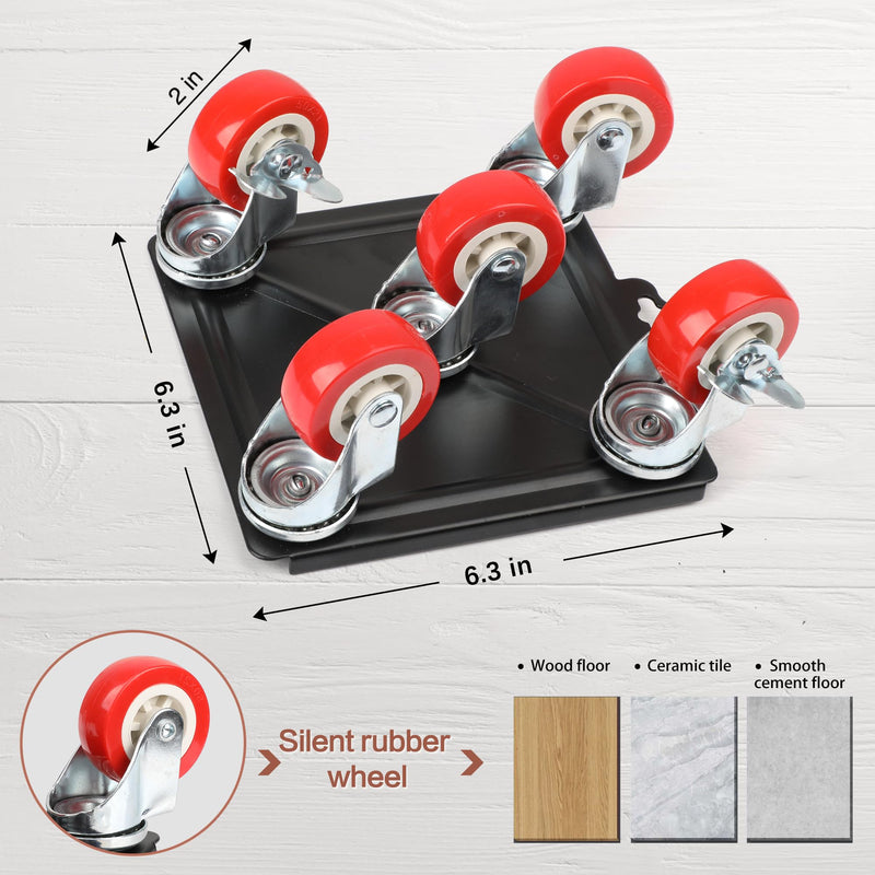 4 Packs Heavy Duty Furniture Dolly with 5 Wheels Rubber Silent Furniture Lift, 3300 lbs Load Capacity, Furniture Lift Tool Set Made of Premium Carbon Steel 6.3IN & 4 Dollies