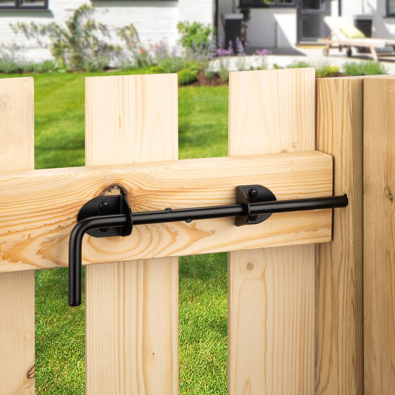 12" Cane Bolt Heavy Duty Drop Rod Gate Stopper Hardware, Gate Ground Latch for Wooden Fences Metal Gates Doors, Gate Drop Pin for Holding Gate to The Ground, Black Finish 1 12" Black