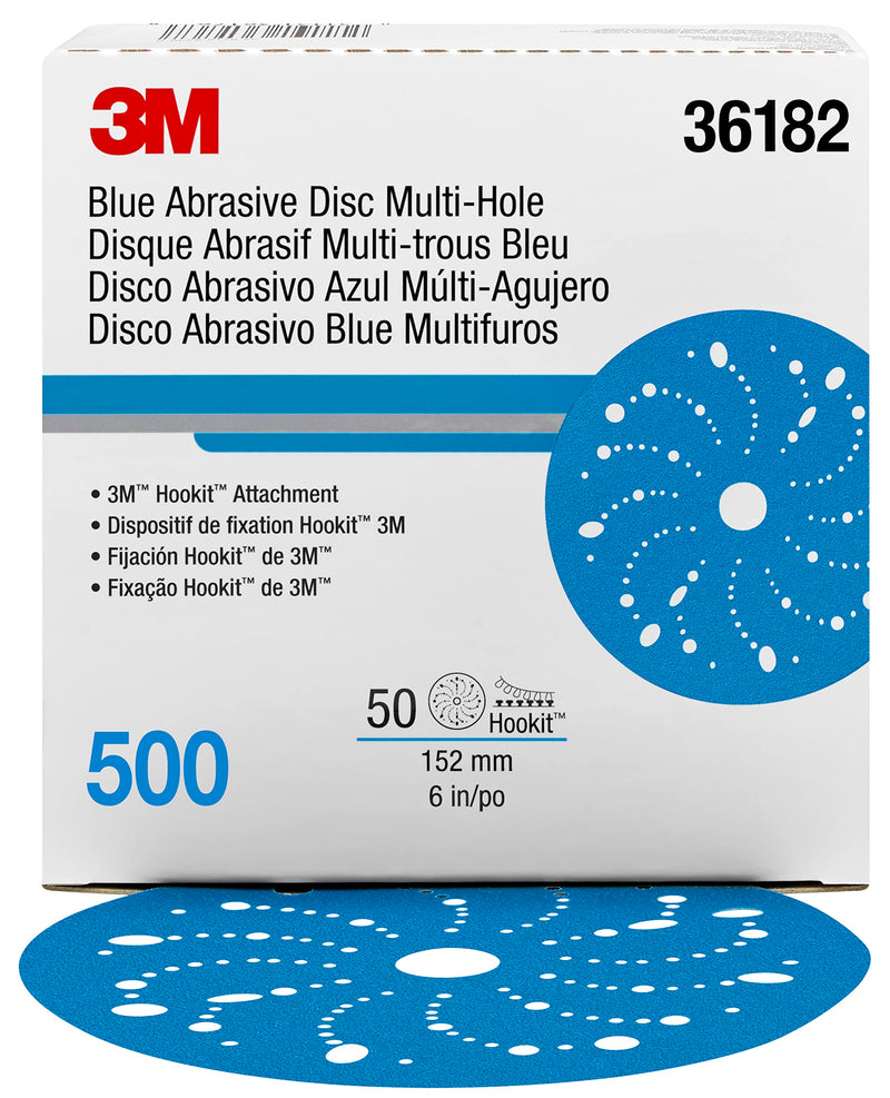 Hookit 3M Hookit Blue Abrasive Disc 321U Multi-hole, 36182, 6 in, 500, 50 discs per carton