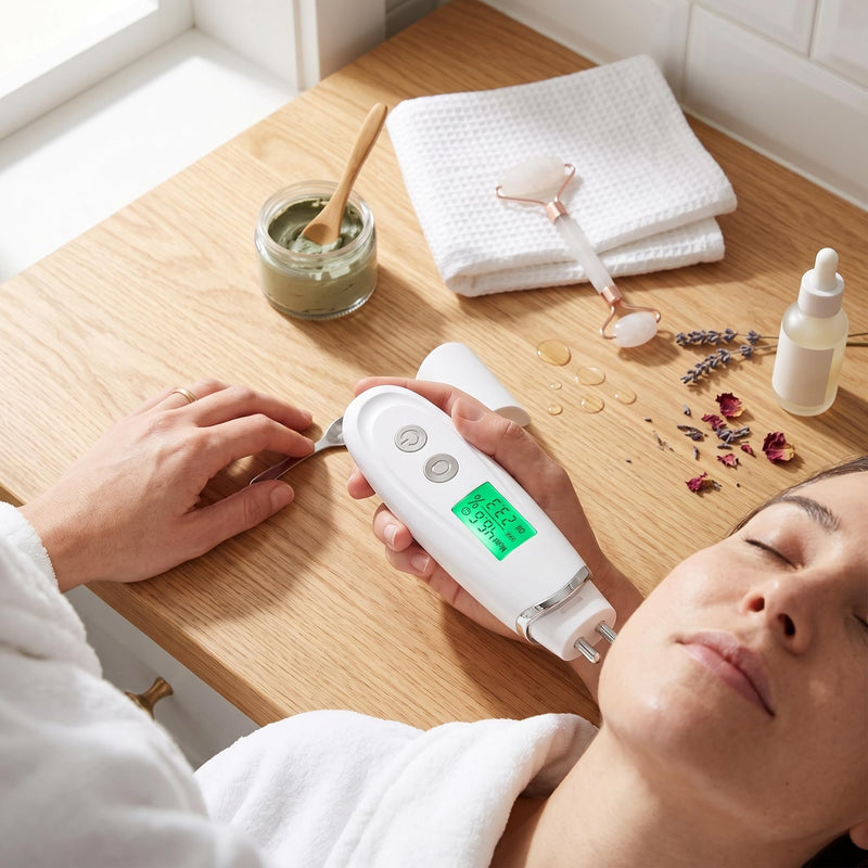 Portable Skin Moisture & Oil Analyzer, Digital Skin Detector Tester with LED Display, Facial Hydration Sebum Scanner for Beauty Salon Spa Home Use, White