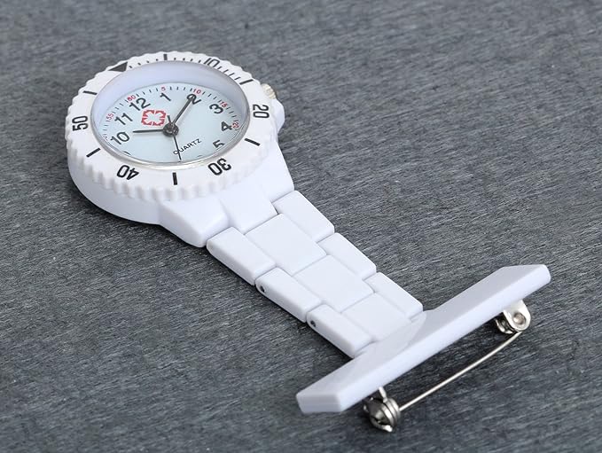 Lancardo Nurse Watch, Small Watch for Nurses, Stainless Steel Strap, Pocket Watch, Unisex, Analog Display, White, Storage Pouch Included - NewNest Australia
