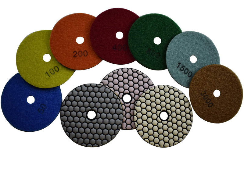 7 Pieces of 4 inch Premium Grade Dry Diamond Polishing Pads for Marble Granite Concrete Countertop Glass Engineered Stone