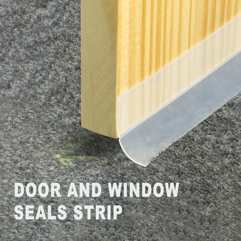 49 Feet Silicone Seal Strip, Transparent Weather Stripping Door Seal, Draft Seal Insulation Tape Strip, Under Door Seal Strip for Window Seal and Door Bottom Seal, 3 Rolls-Total 49ft (Width 35mm)