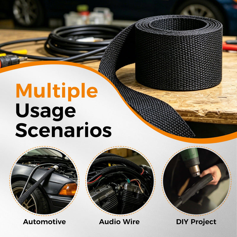 2-1/4'' Flat Heat Shrink Hose Sleeve Protector Cable Cover 30ft | Abrasion Resistant Protective Hose Sleeving For Welding Tig Torch, Hydraulic Hose 30Feet(360Inch)