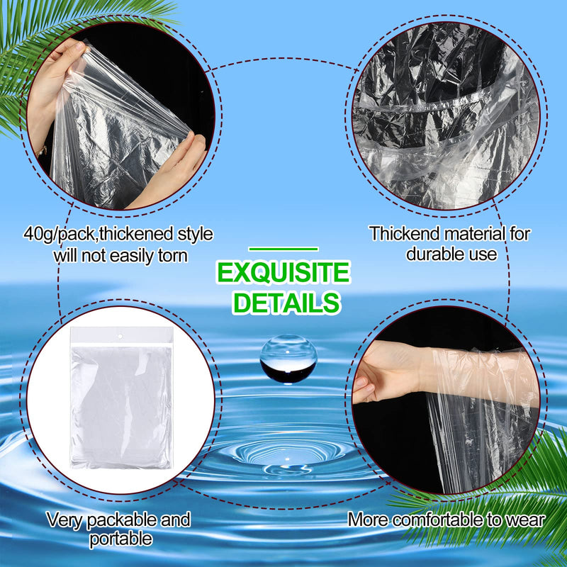 Handepo 100 Pack of Adult Rain Ponchos with Hood Disposable Rain Ponchos Plastic Emergency Raincoat Poncho for Men Women Kids White