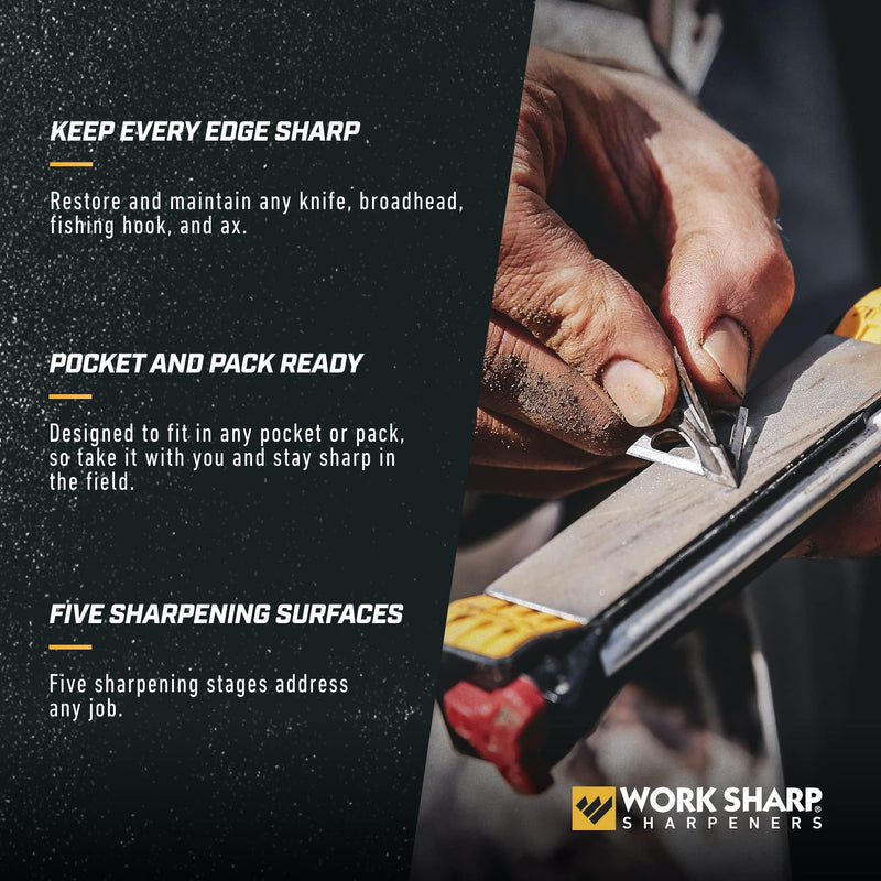Work Sharp Guided Field Sharpener, Compact Travel Knife Sharpener Tool Single