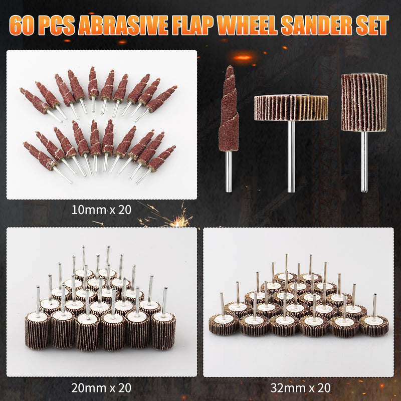 30 Pcs Flap Wheel Sander for Dremel, 80 Grit Flap Sanding Wheel Rotary Tool Accessories Kit for Removing Rust and Polishing,1/8-inch Shank 30