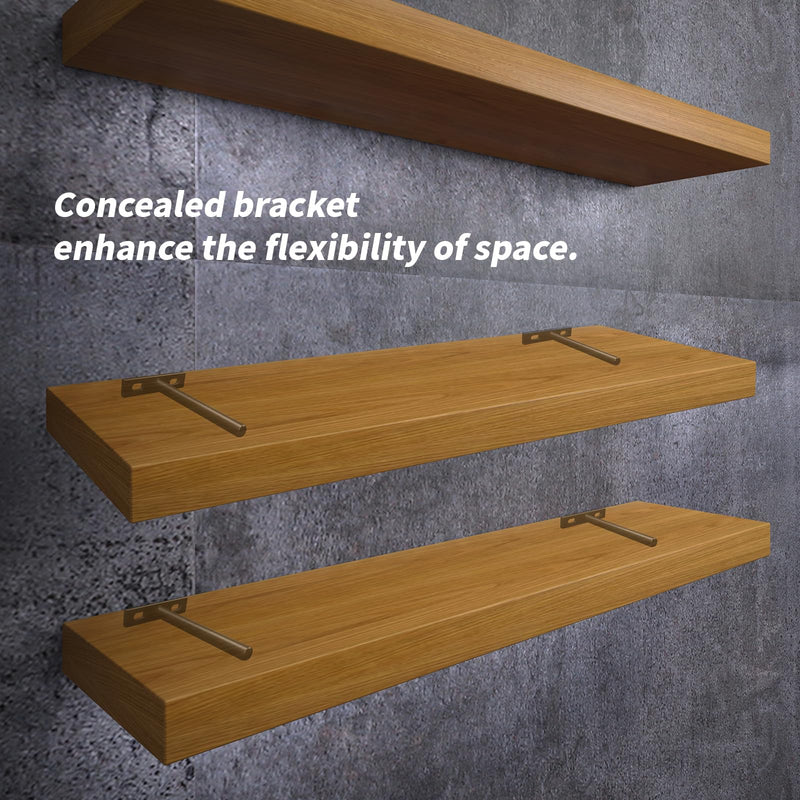 Antrader Set of 4 Floating Shelf Brackets, 4-Inch(Deep) Concealed Blind Shelf Support for Raw Wood Shelves, Matte Black, Screws and Anchors Included 4 Inch