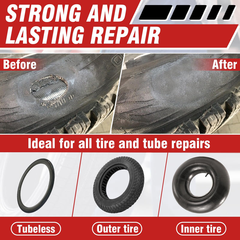 Chemical Vulcanizing Cement 8.5 FL.Oz, All Purpose Tire Repair Glue, Fast Dry Rubber Cement, Clear Patch Plug Kit with Brush Top Can for Car, Motorcycle, Bike