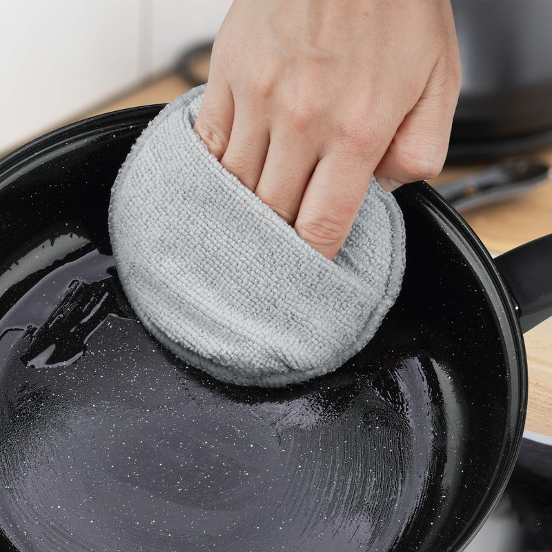 NiHome 5-Inch Wood Conditioner, Wax & Oil Applicator 4-Pack, Reusable Microfiber & Sponge Pads for Scratch-Free Cutting Board Maintenance & Versatile Home Polishing, Machine Washable for Long-Term Use 5 Inch Gray