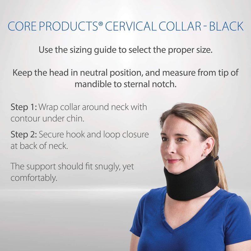 Core Products Soft Foam Cervical Collar Neck Support Brace, Helps Stabilize Vertebrae & Relieve Spinal Pressure for Men & Women - Black, Small Fits (1.8-2.2 inch) Height 2 Inch - NewNest Australia