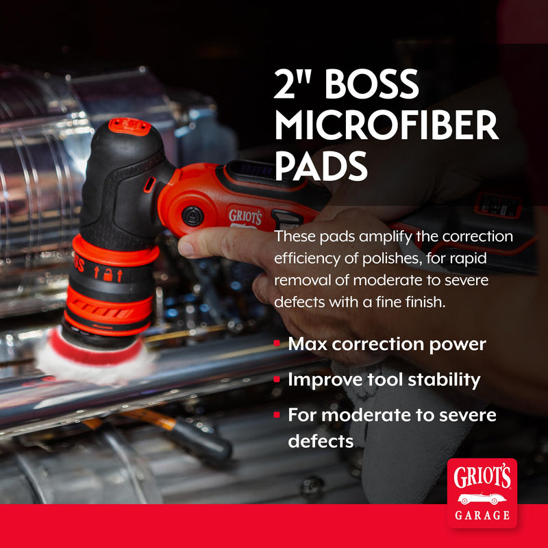 Griot's Garage BOSS 2” Microfiber Pads for Car Polishing and Detailing, Buffing Pads for Moderate and Severe Scratch Removal, Set of 4 2 Inch Pads (Set of 4)