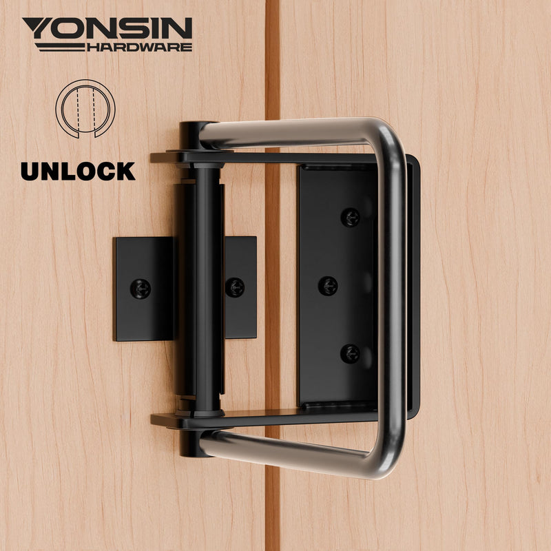 Heavy Duty Gate Latch with Handle, Side-to-Side Swinging Barn Door Latch, Black Fence Gate Latch for Wooden Fence, Shed Door, Integrated Design