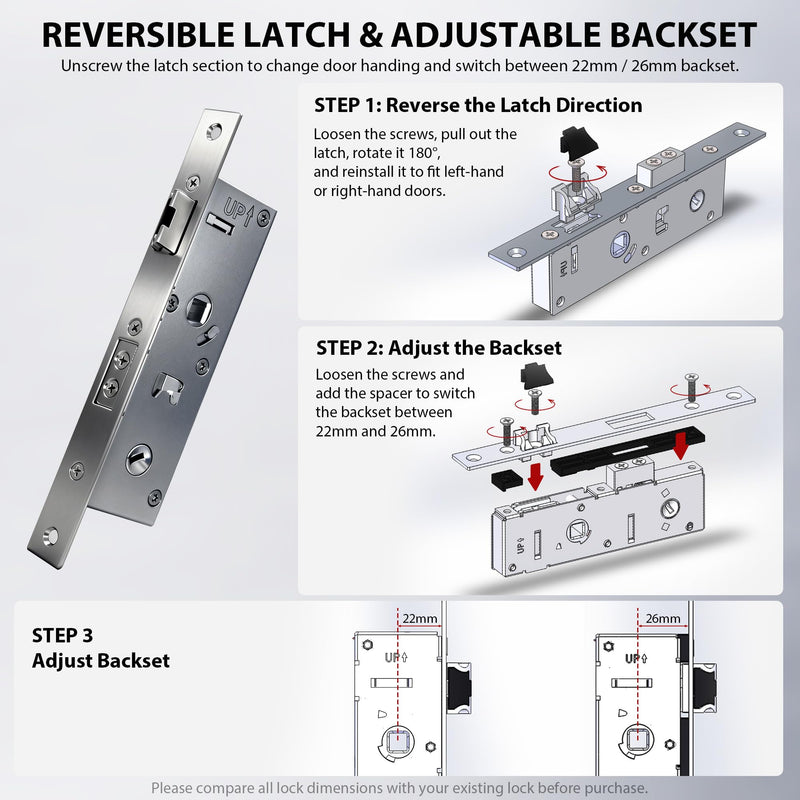 House Guard Storm Door Lock Body, Flat Slot, Adjustable 22/26mm Backset | Flat Slot compatible storm door lock body; reversible latch, adjustable 22mm/26mm backset Compatible with American-style lock cylinders
