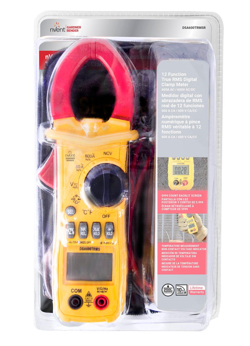 Sperry Instruments DSA600TRMS 12 Function True RMS Digital Clamp Meter, Yellow 600V, 600A AC 12 Function, 28 Range