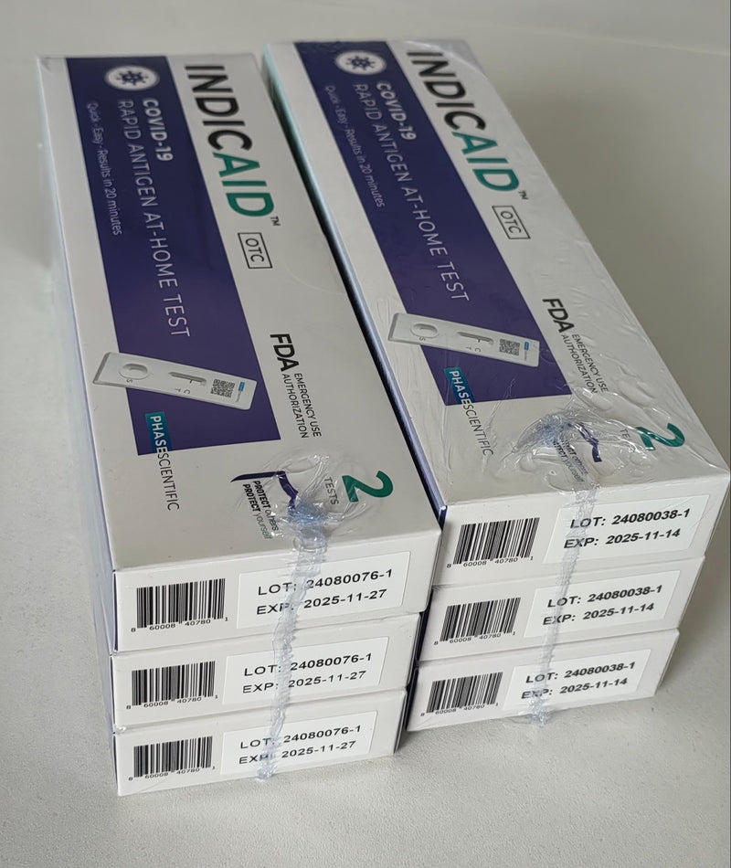 INDICAID COVID-19 Antigen Rapid Test, 6 Tests in 3 Individual Packs, FDA EUA Authorized OTC COVID Home Test, HSA/FSA Eligible, Fast and Easy to Use