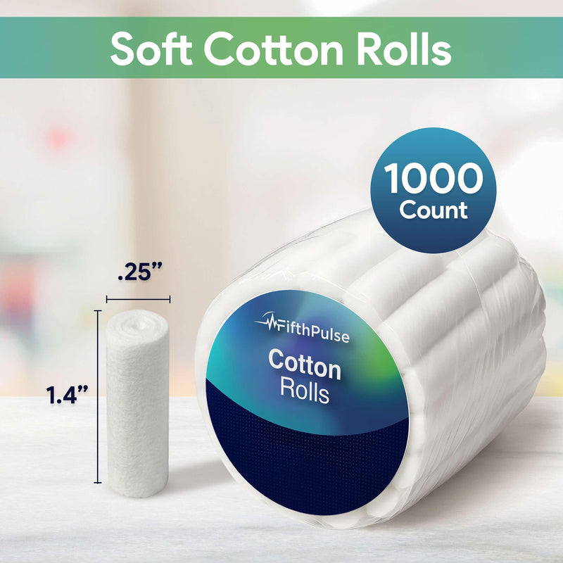 Dental Cotton Rolls, 1000 Count - Nose Bleed Stopper for Kids and Adults - Non Sterile and Absorbent Cotton Mouth and Nose Plugs for Dental Work, Wisdom Teeth, and More 1,000 Count