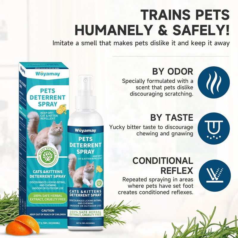 Woyamay No Chew Spray for Dogs 200ml + Cat Deterrent Spray 200ml to Stop Chewing Licking of Furniture, Prevent Scratching, Digging & Chewing