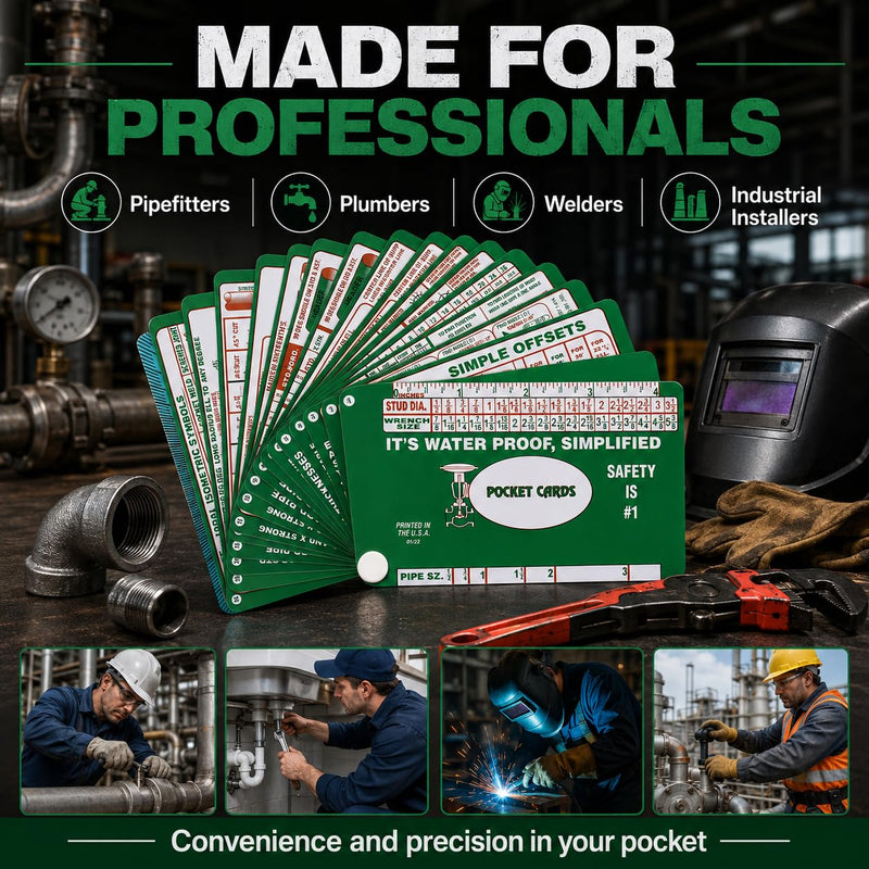 Waterproof Pocket Cards for Pipefitter,Reference Charts and Formulas for Plumbing | Compact and Portable Pipe Fitting Tools for Pipeline Installation Professionals