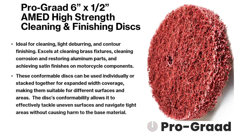 4 Pack 6” x 1/2” A Medium (AMED) High Strength Non-Woven Buffing, Blending, Cleaning, Light Deburring & Finishing Discs, 04188, Pack of 4 6" x 1/2" AMED