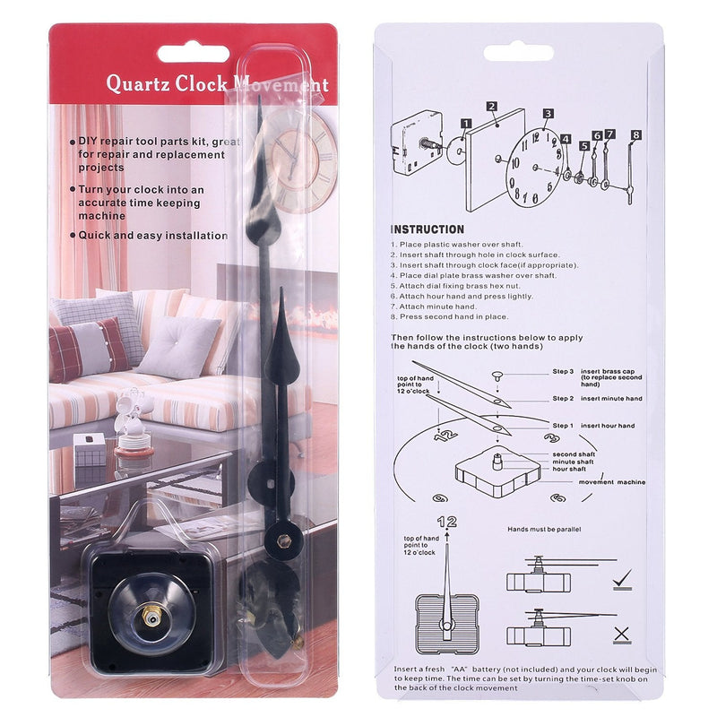 WILLBOND Long Shaft High Torque Clock Movement Clock Motor with 7 Inch Spade Hands (Shaft Length 9/10 Inch/ 23 mm) Shaft Length 9/ 10 Inch/ 23 mm