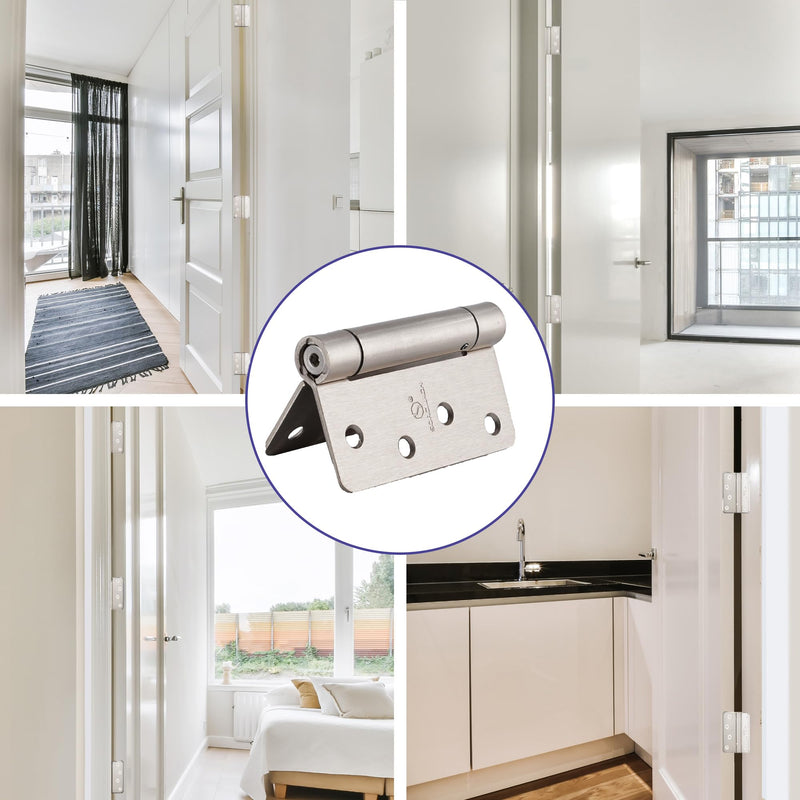 2 Pieces Self Closing Door Hinge 4 inch Satin Nickel Auto Close Hinge Adjustable 4" x 4" Spring Hinges Door Closer Hinge 1/4" Radius Corner Commercial Auto Self-Closing Hinge