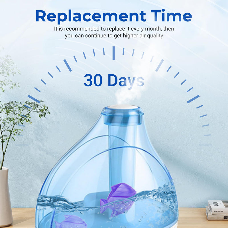 Funmit 12 Pack Universal Humidifier Cleaner Fish Compatible with Almost All Humidifiers and Fish Tanks, Purifies Water, Prevents Hard Water Build-Up, Reduces Scale, Purple