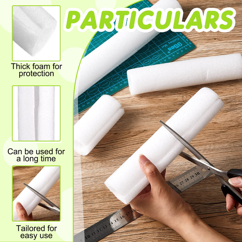 Treela 8 Pieces Clamp Foam Tube 40 Inch Length 1 Inch Id1.8 Inch OD Pre Cut Tube Cover Foam Pipe Insulation Clamp on Foam Noodles for Padding or Bumper Corner Edge Protection(White) White
