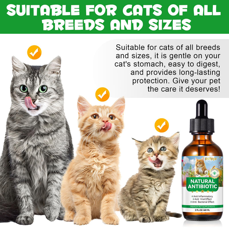 Antibiotics for Cats, Natural Antibiotics for Cats, Cat Multivitamin for Pets, Cat Antibiotics Helps Support a Healthy Immune System, 2 Fl Oz