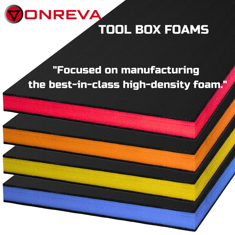 ONREVA Tool Box Foam 16x12x1 inch 4Pack, Foam Inserts for Cases, Polyethylene Storage Sheets for Toolbox Hard Case, Tool Shadow Insert, Kaizen Organizer Sheet, Black with Red