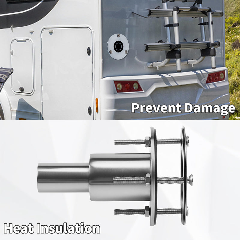 Thru Hull Exhaust for Boats - 2 Pack 316 Stainless Steel Diesel Heater Exhaust Pipe Thru Wall with Heat Insulation for Damage Prevention, Easy to Install, Suitable for 24mm Pipe, for Boat, RV, Garage
