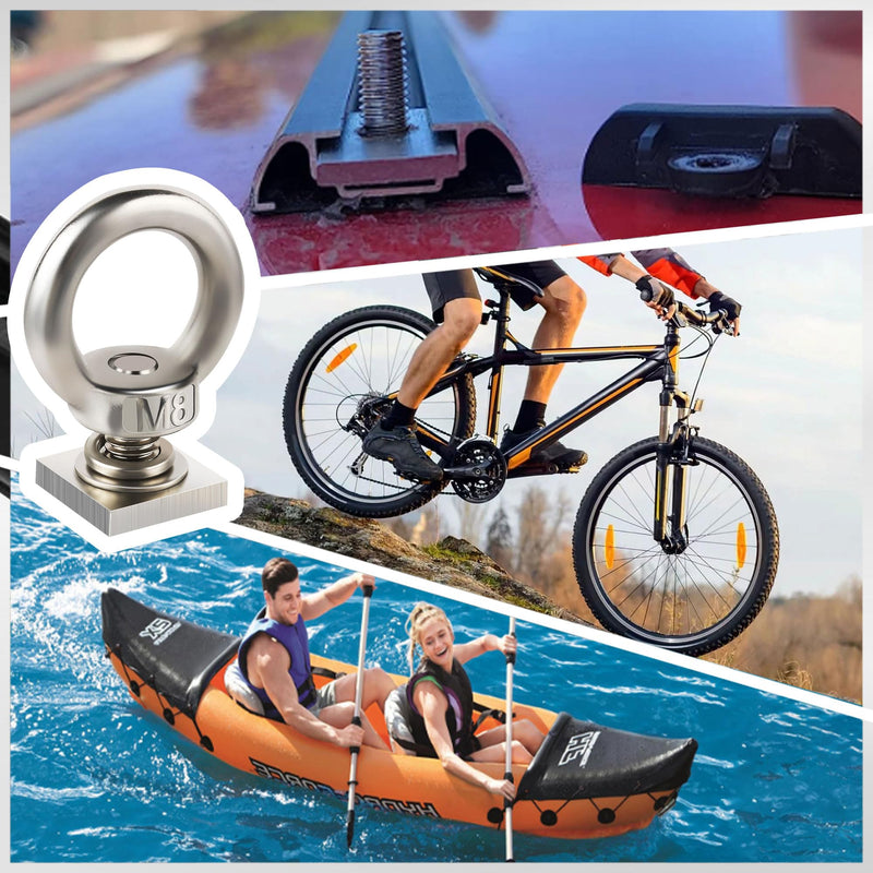 6 Pack Eye Nut with T-Slot Bolt, KWOKWEI M8 Heavy Duty Eye Bolts with Nuts, 304 Stainless Steel Roof Rack T Bolt Eye Nut for Holding Bungee Cord, Anchoring kit, Ropes Anchoring etc