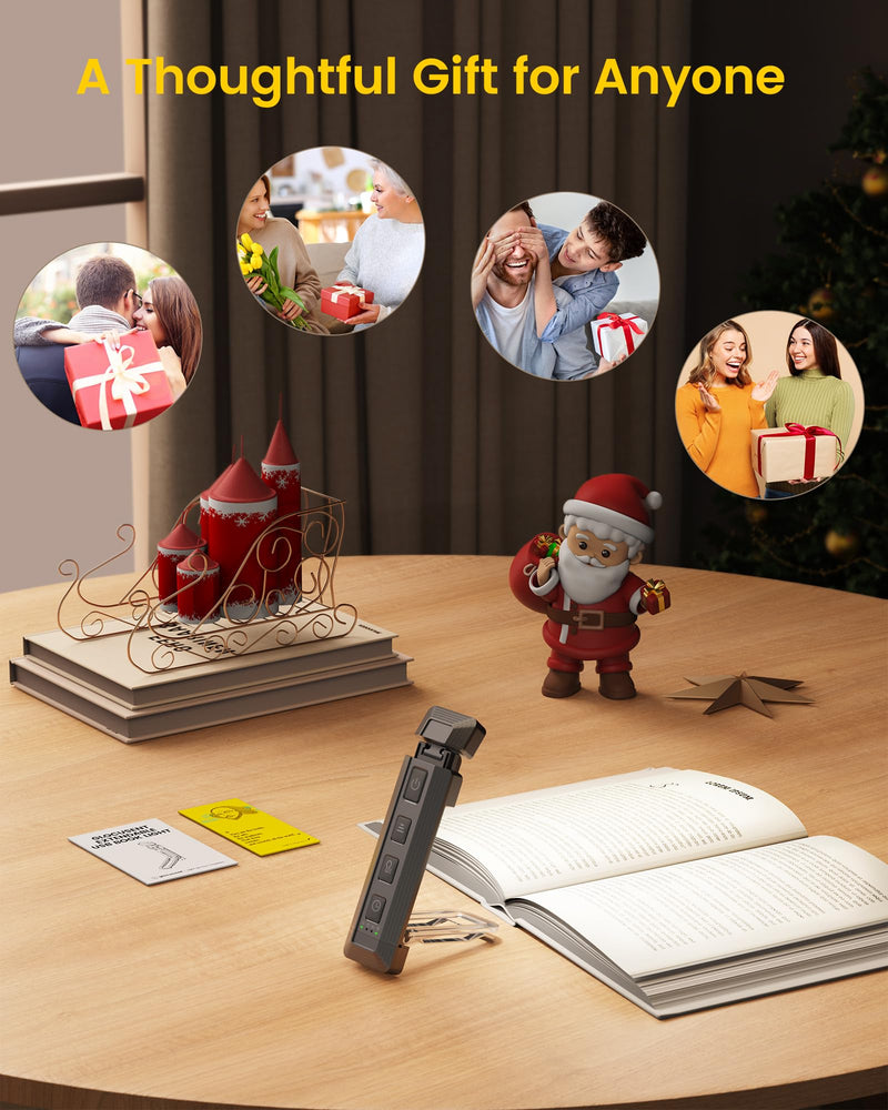 Glocusent Extendable Book Light for Reading in Bed, 5 Enhanced Brightness & 3 Colors with Sleep Aid & Timers, USB Rechargeable Reading Light for Books in Bed, Ideal Book Lovers Gifts Gray
