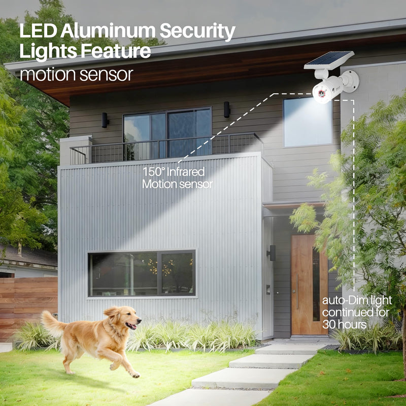 Motion Sensor Outdoor Solar Lights Waterproof Aluminum alloy(Not plastic) Solar Spot Lights, Solar Motion Detector Lights for Outside Patio Porch Wall Driveway Garden, 100-Week FREE Refund/Replacement White