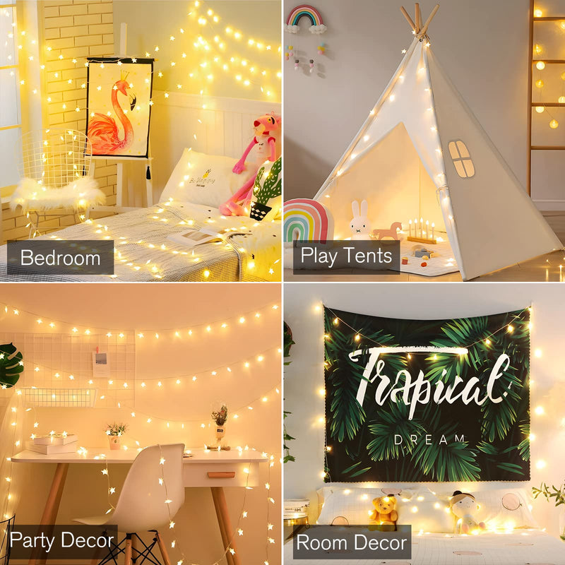 ANJAYLIA 20 LED Star String Lights 10 FT Fairy Christmas Lights Battery Operated for Indoor & Outdoor, Party, Wedding and Holiday Decorations Warm White 10 Feet