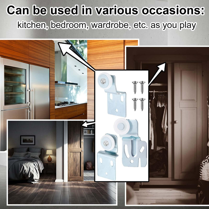Blulu 12 Pcs Sliding Closet Door Roller Kit Wardrobe Door Rollers Replacement for Top Hung Bypass, 3/4" Wheel with 1/2" and 3/8" Offset, 7/8" Wheel with 1/2" Offset