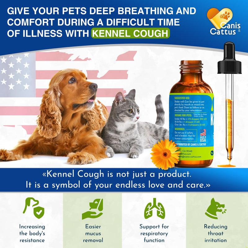 Dog Cough | Kennel Cough | Cat Cough | Dog Allergy Relief | Supplements for Dogs & Cats Health | Allergy Relief Immune Supplement for Dogs | for Dry, Wet & Barkly Pet Couh | 2 Oz 1 Pack x 2 Oz