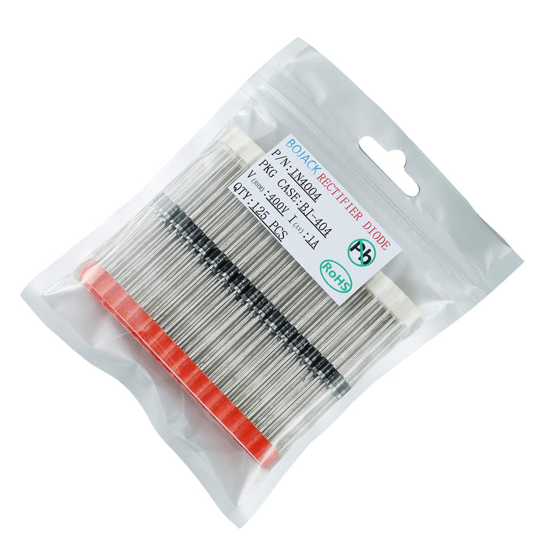 BOJACK 1N4004 Rectifier Diode 1 A 400 V DO-41 Axial 4004 1 amp 400 Volt Electronic Silicon Diodes (Pack of 125)