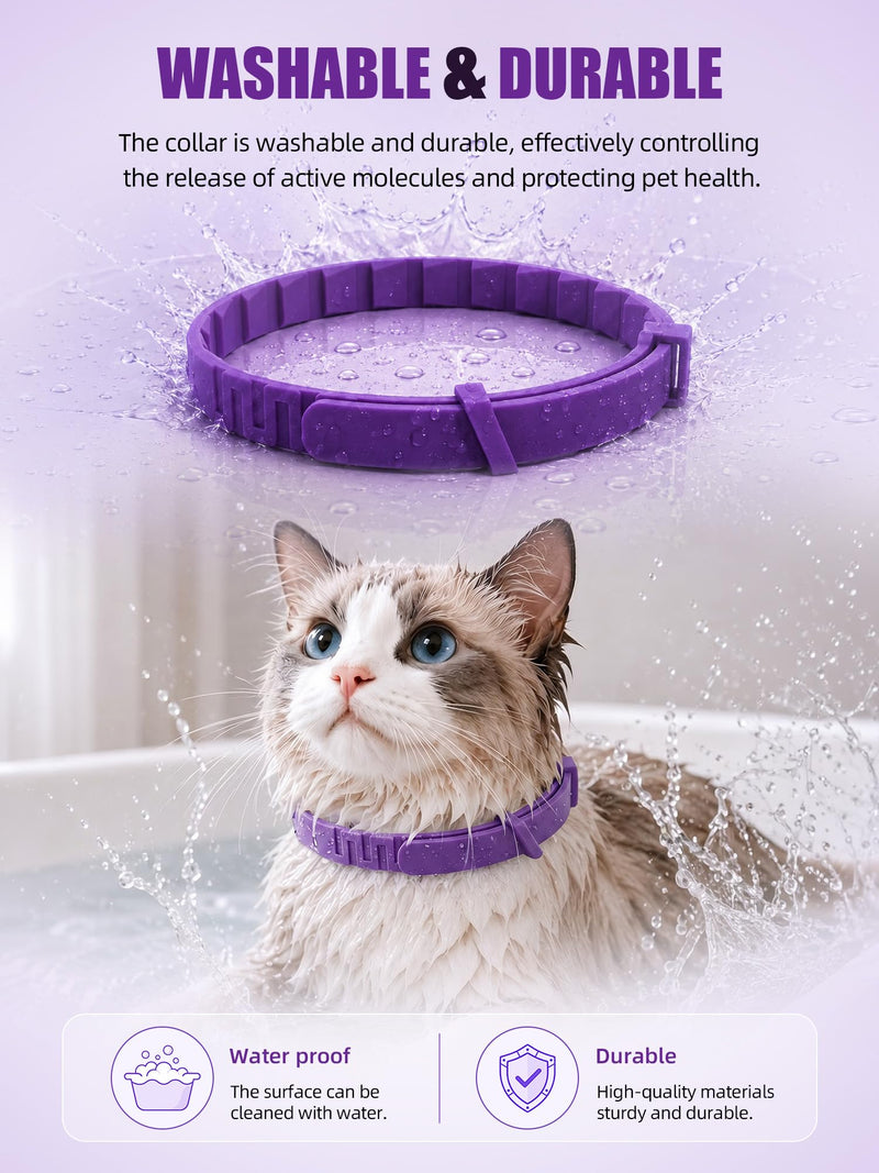 Calming Collar for Cats, 4 Pack – Waterproof Cat Calming Collars for Anxiety Relief and Stress, Breakaway Adjustable Pheromone Collar for Cats, Small Pet Dog & Puppy (Purple, Small) Purple Small(Cat)