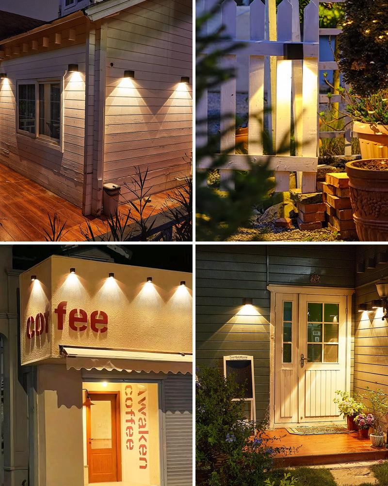 LUHLEE Solar Wall Lights Outdoor,Square Modern Solar Wall Sconce Lights, IP65 Waterproof Solar Fence Lights, Solar Outdoor Lights for House Wall,Porch,Garden,Yard, Patio,Fence Decor Black