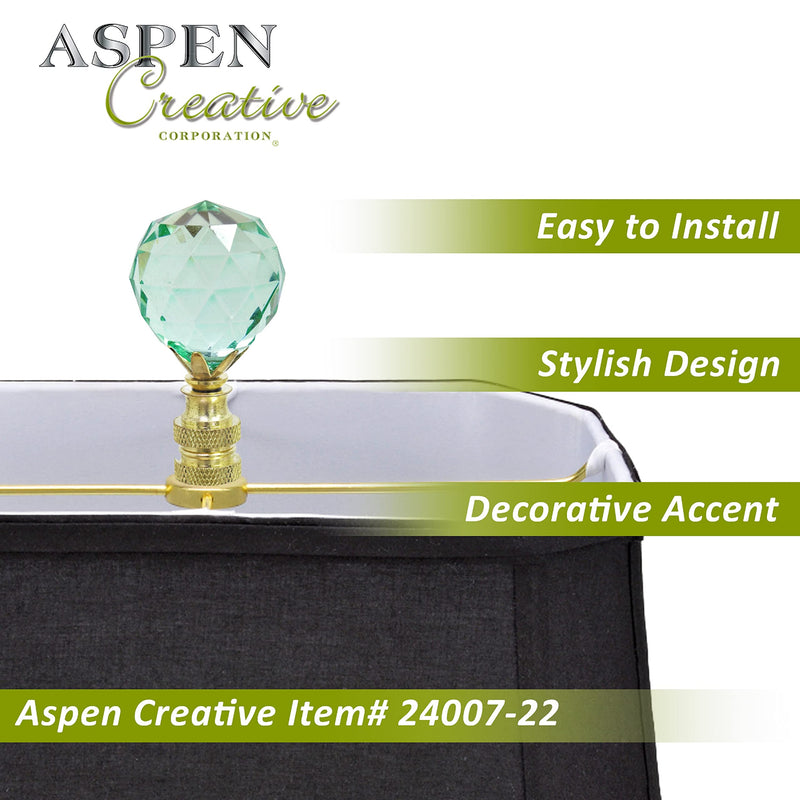 Aspen Creative 24007-22 Light Green Faceted Crystal Lamp Finial in Brass Plated Finish, 2 1/4" Tall (2 Pack) 2 Pack