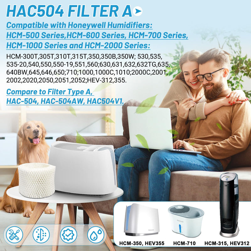 Lemige 4 Pack HAC-504 Humidifier Filters for Honeywell Humidifier HAC-504 4 Pack--white